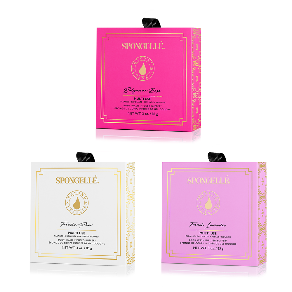 Built-In Body Wash + Buffer | Floral Boxed Flower Set