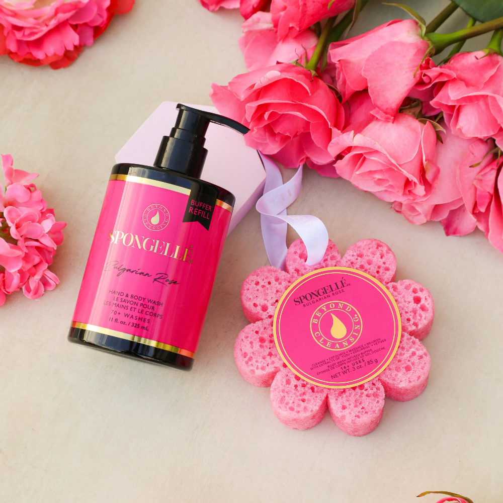 Bulgarian Rose Built-In Body Wash + Buffer & Body Wash Refill Set