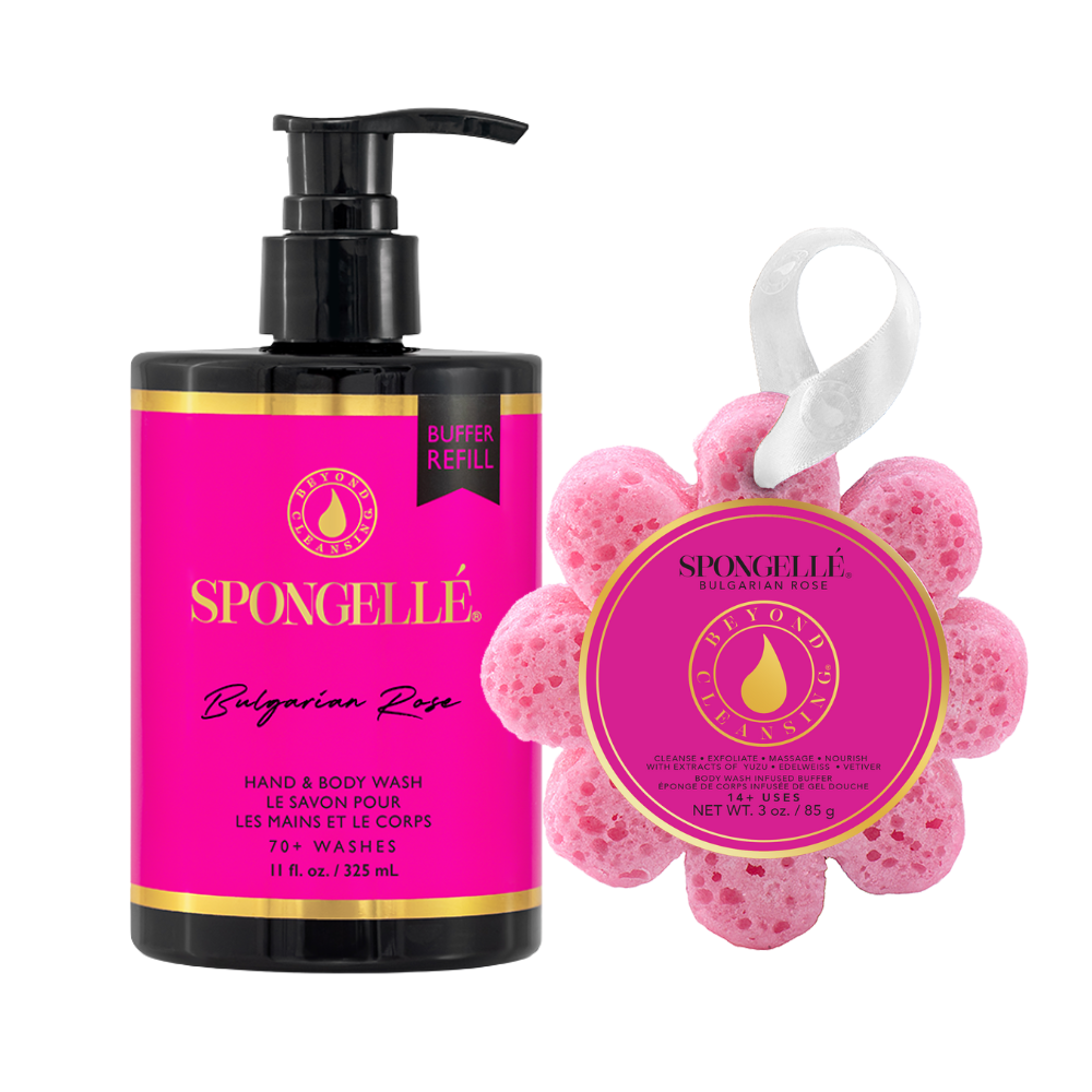 Bulgarian Rose Built-In Body Wash + Buffer & Body Wash Refill Set